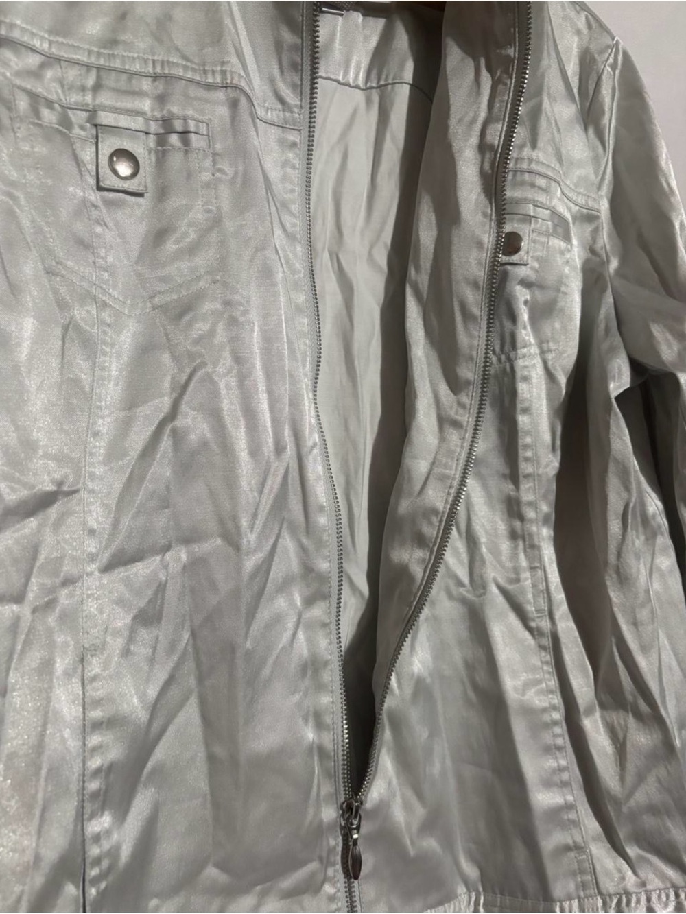Chico's Metallic Silver Zip-Front Jacket - Picture 5 of 5
